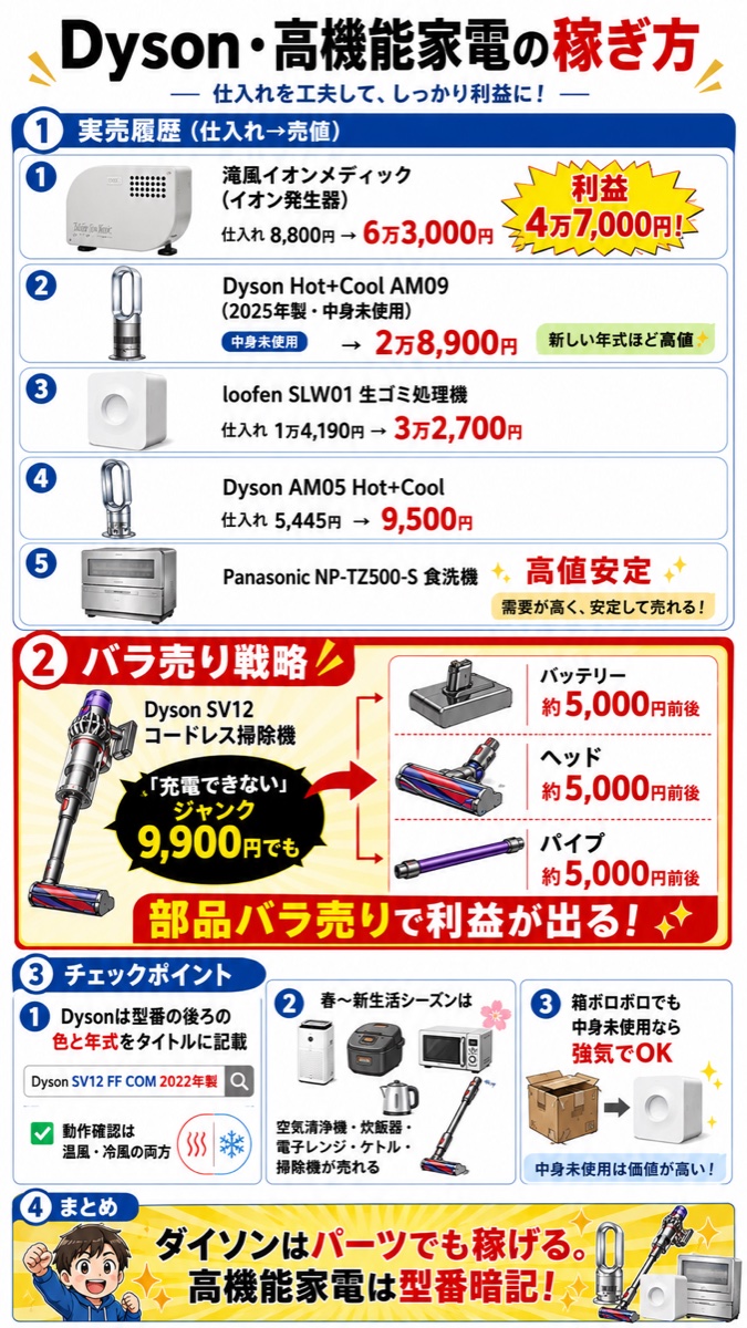 Dyson・高機能家電の稼ぎ方（図解）