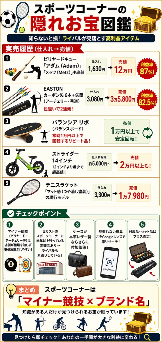 スポーツコーナーの隠れお宝図鑑（図解）