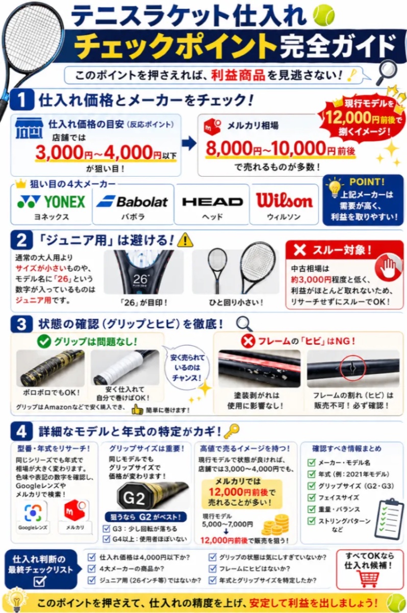 テニスラケット仕入れチェックポイント完全ガイド（図解）